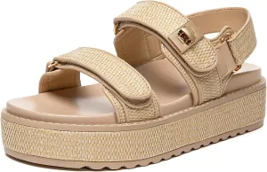 Rihero Women's Comfortable Open Toe Platform Sandals Fashion One Band Summer Dressy Flatform Sandals
