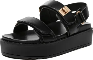 Rihero Women's Comfortable Open Toe Platform Sandals Fashion One Band Summer Dressy Flatform Sandals