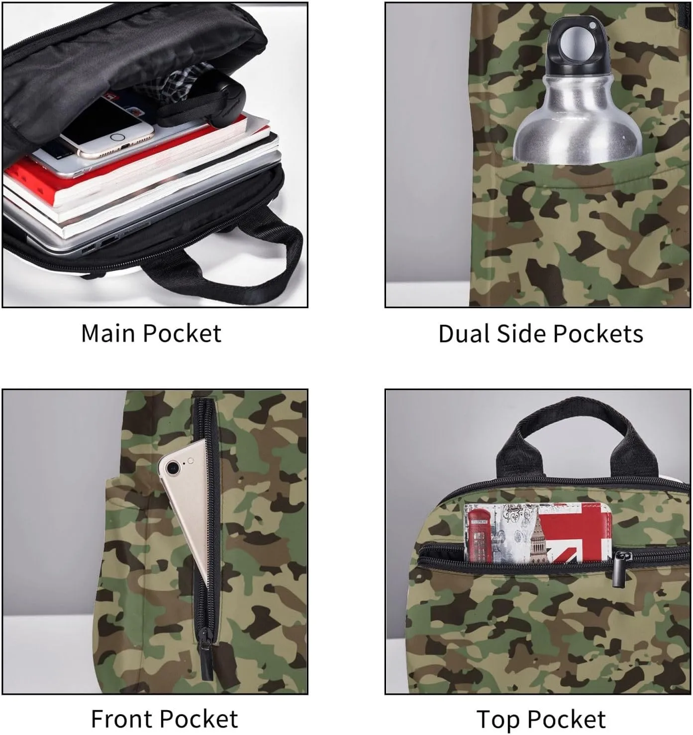 RIMENCH Cool camo military Camouflage Laptop Backpack Travelling Backpack Casual Daypacks College Shoulder Bag For Men Women