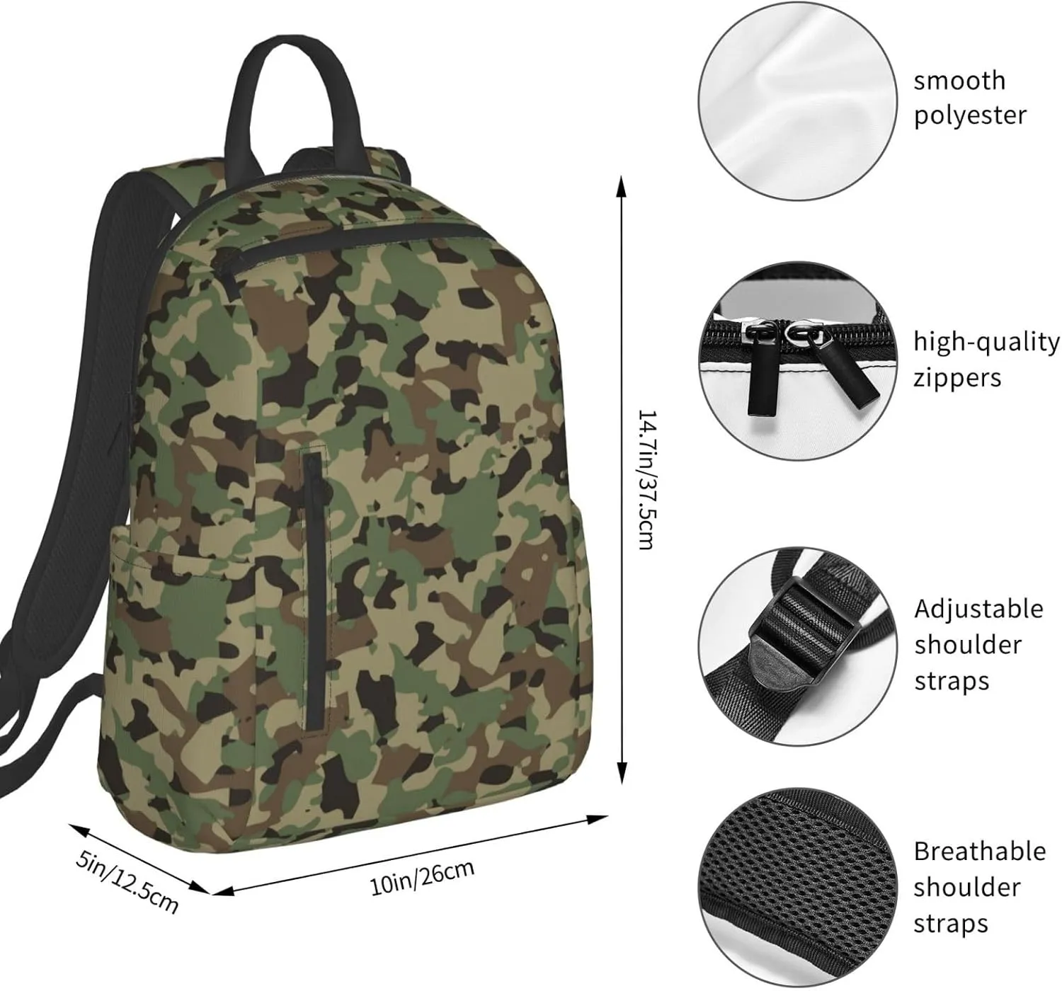 RIMENCH Cool camo military Camouflage Laptop Backpack Travelling Backpack Casual Daypacks College Shoulder Bag For Men Women