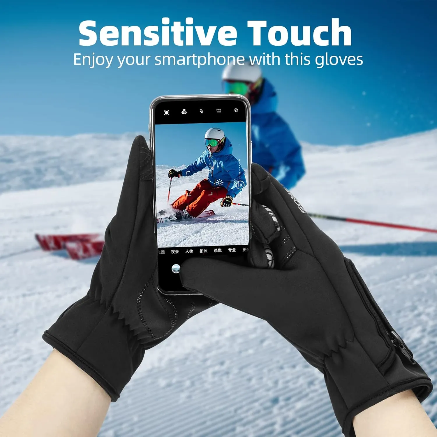 ROCKBROS Winter Cycling Gloves for Men Women Winter Fleece Full Finger Bike Gloves Touch Screen Road Mountain Bicycle Gloves