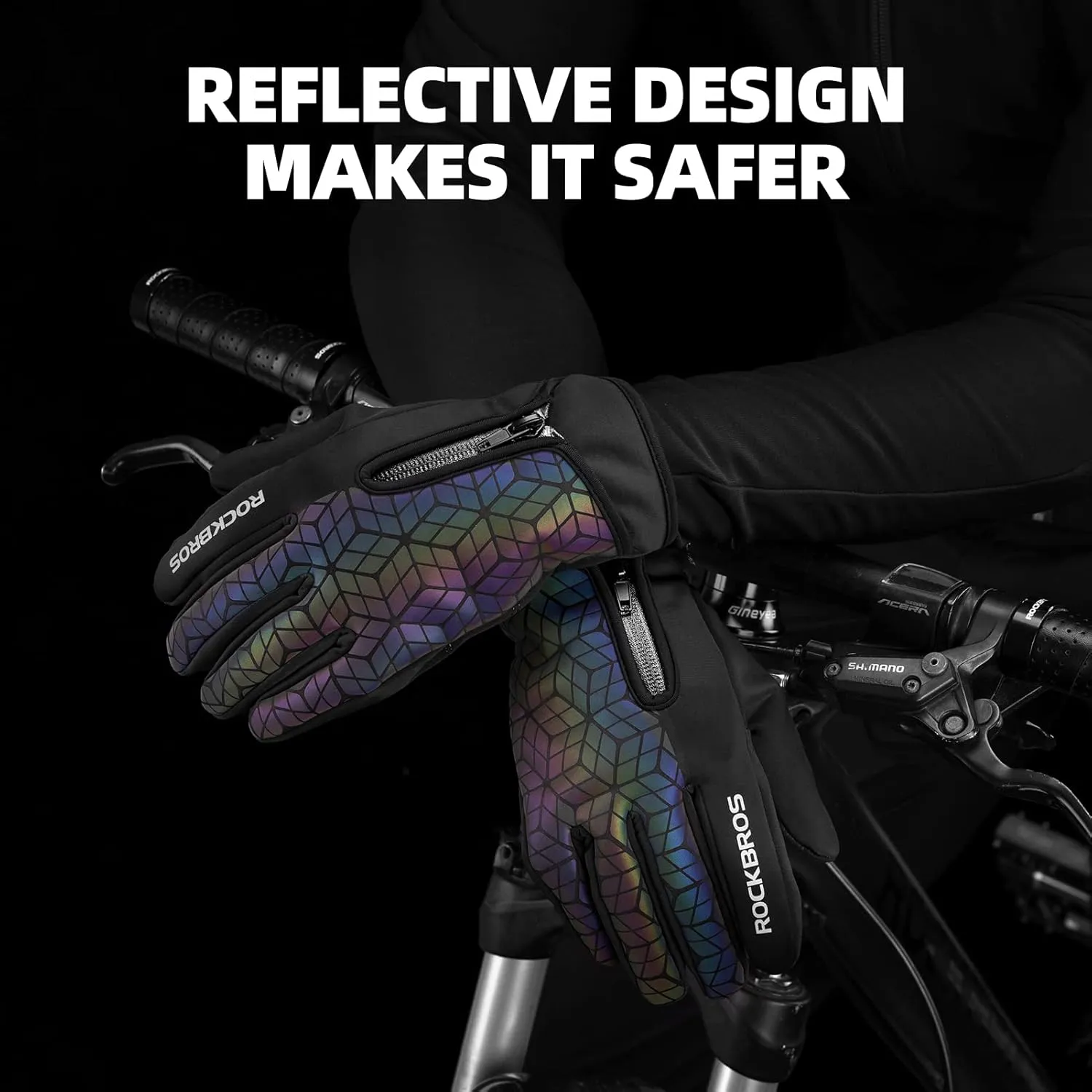 ROCKBROS Winter Cycling Gloves for Men Women Winter Fleece Full Finger Bike Gloves Touch Screen Road Mountain Bicycle Gloves