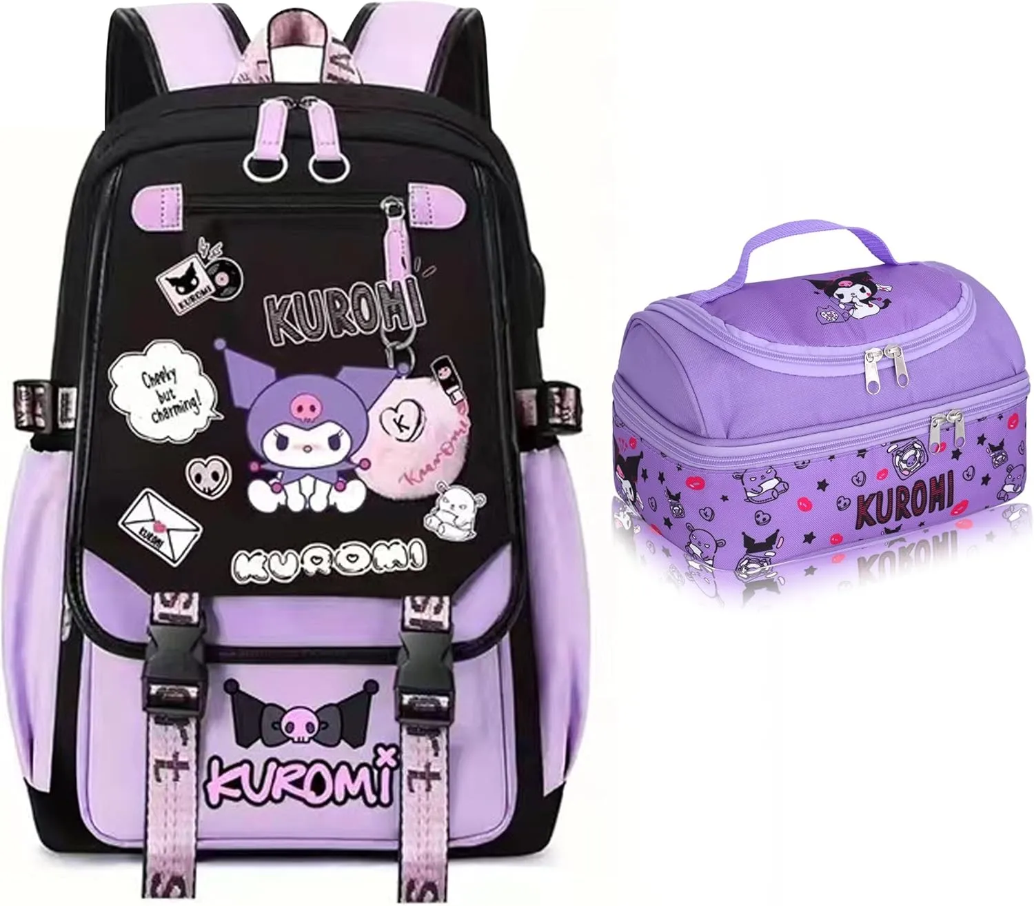 Roffatide Anime Print Business Casual Laptop Backpack Lunch Bag Shoulders Travel Hiking Daypacks Rucksack 17 Inch C