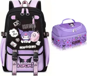 Roffatide Anime Print Business Casual Laptop Backpack Lunch Bag Shoulders Travel Hiking Daypacks Rucksack 17 Inch C