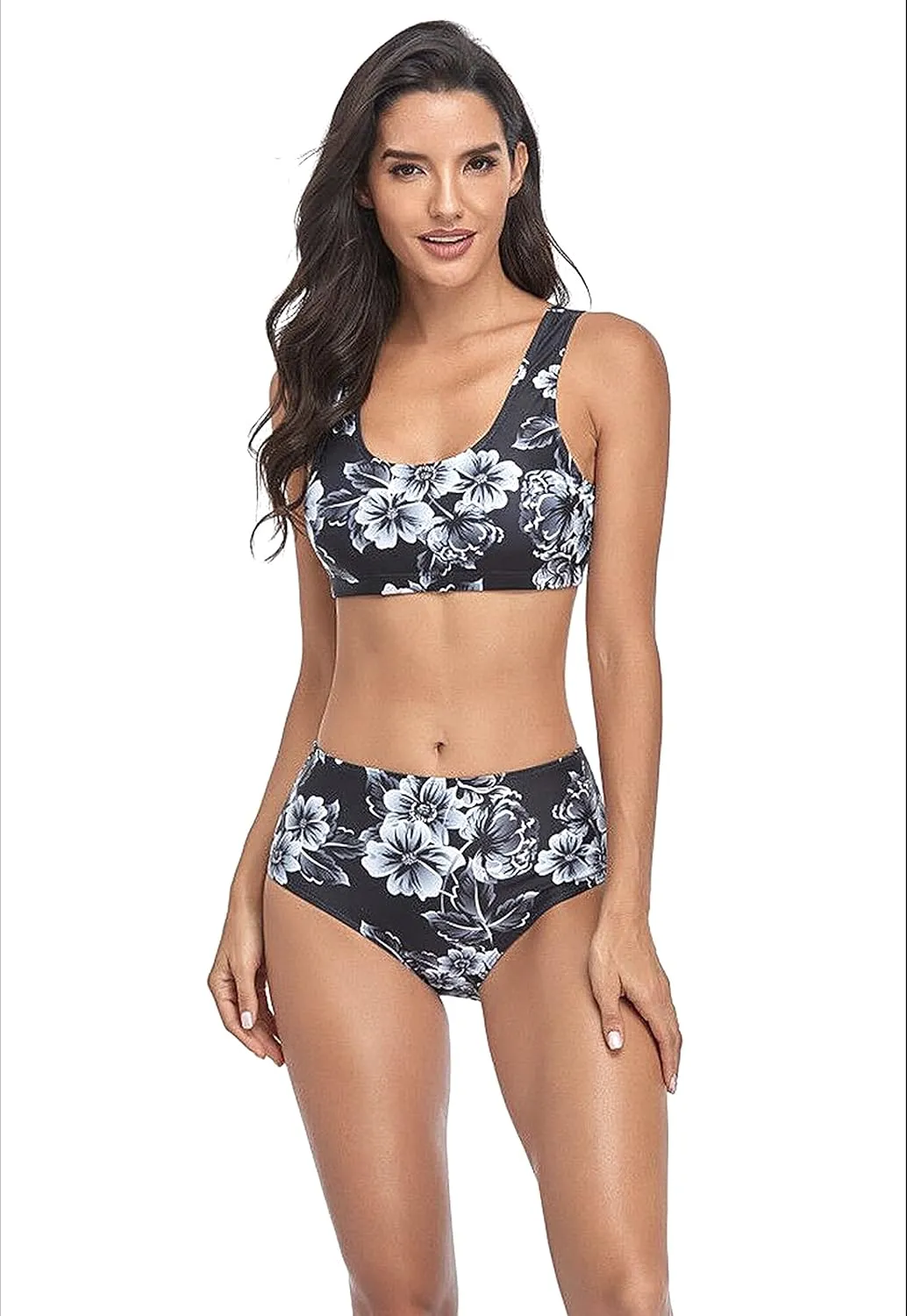 Roll Up Women’s Sexy Bikini Swimsuit Two Piece Bathing Suit Beach Pool Tank Top Bikini Set High Waist Swimwear