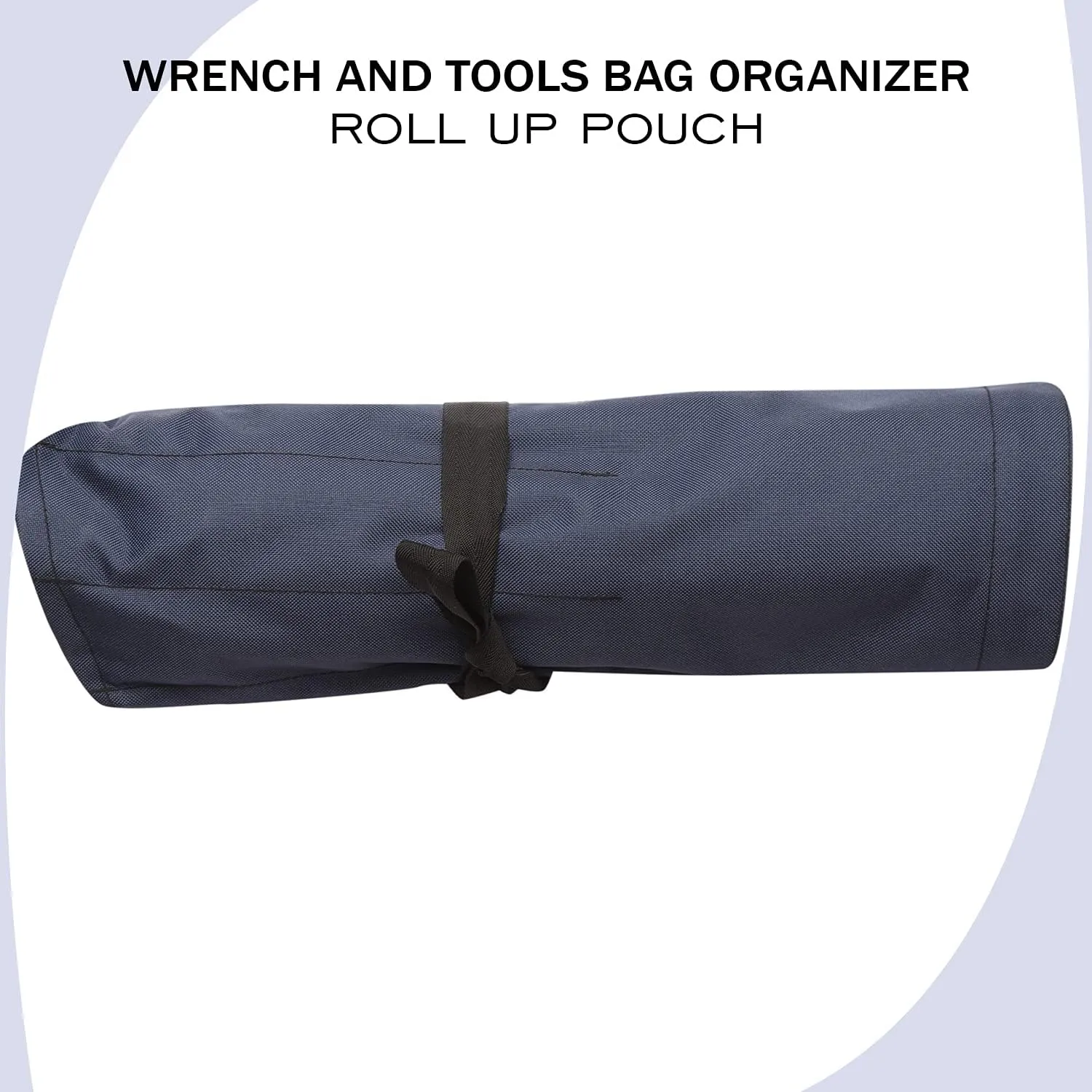 Roll-Up Wrench Organizer SAE & Metric Wrench Tool Pouch 16 Pockets Heavy-Duty Waterproof Ballistic Polyester Canvas for Mechanics, DIY Projects, Garage Use - Navy Blue (Tools Not Included)