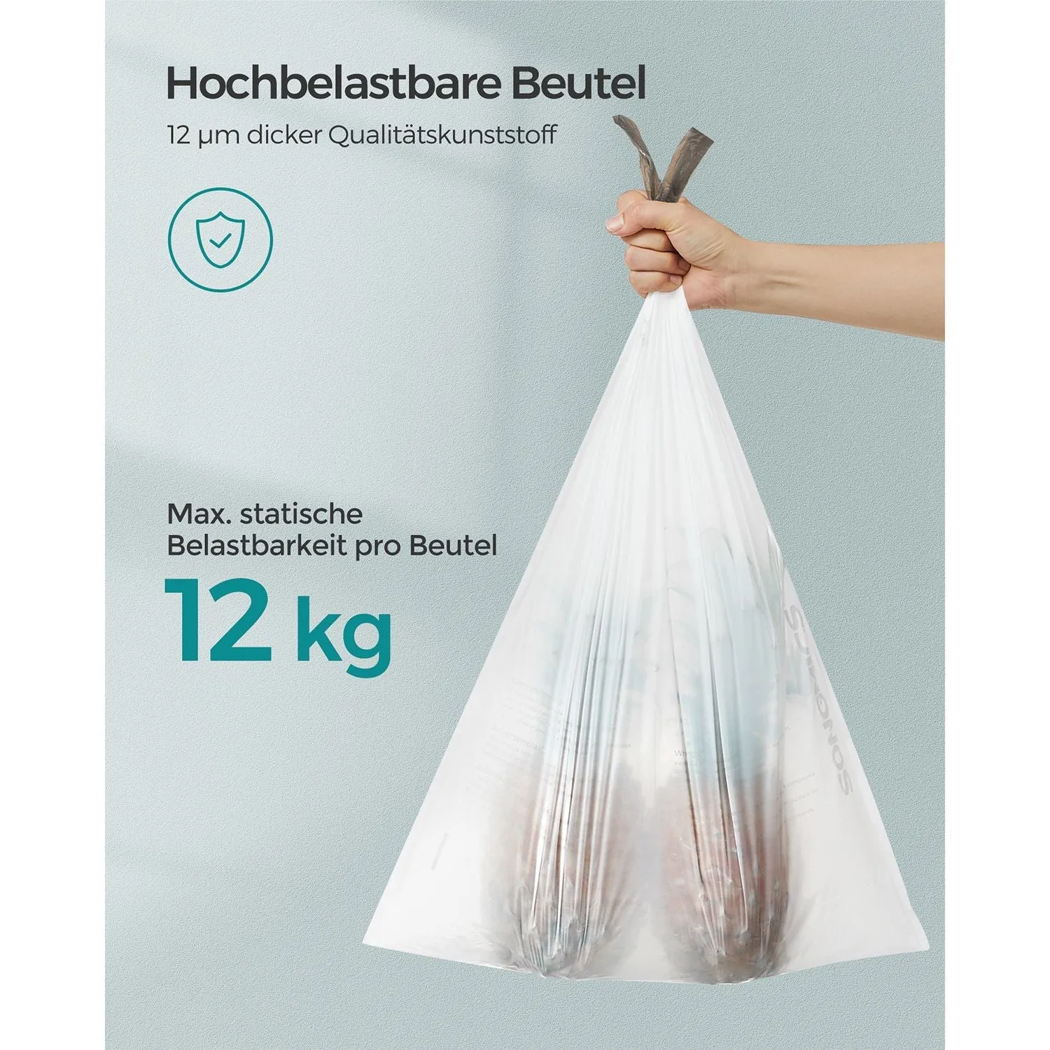 Rootz Set of 3 White Plastic Drawstring Bags - Trash Bags - Garbage Bags - Durable Polyethylene Material - 42cm x 60cm - 15-20 Liter Capacity - Lightweight - Strong Drawstring - 1.1kg - 12kg Static Load Capacity - 10kg Drawstring Load Capacity