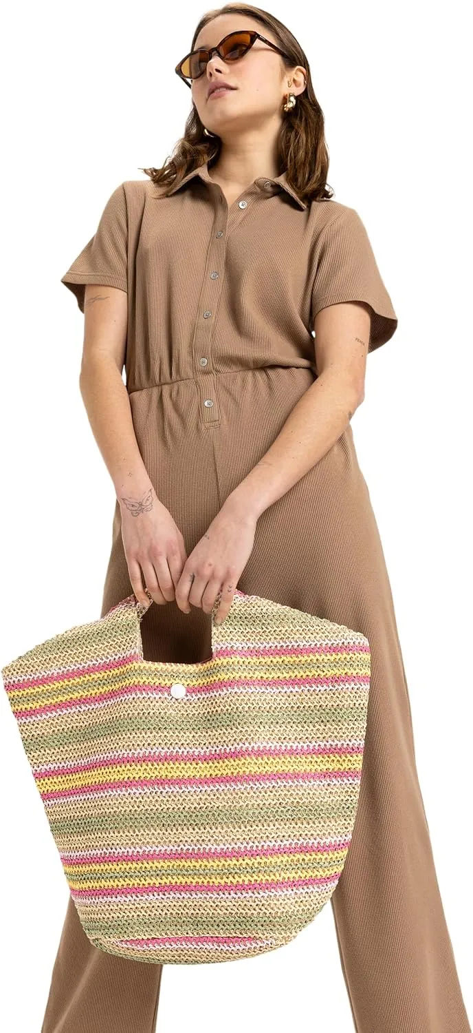 Roxy Women's Beach Tote Bag | Travel | Vacation | Straw | Lightweight | Breathable
