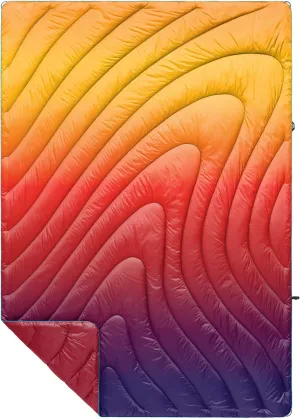 Rumpl Original Puffy Blanket - Warm Puffy Camping Blanket, 100% Recycled Polyester Insulation, Lightweight, Packable, Water-Resistant, Outdoor Puffer Blanket, 52"x75", V1, Pyro Fade