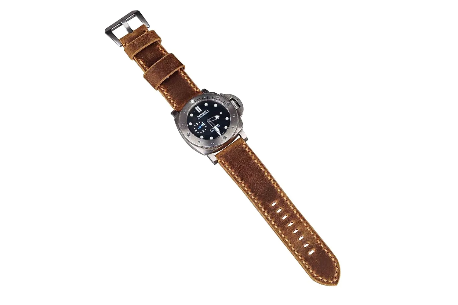 Rustic brown leather panerai watch bands strap, Mens retro leather watch bands, custom watch band - W09-WS05BB