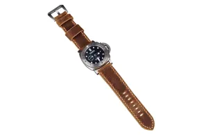 Rustic brown leather panerai watch bands strap, Mens retro leather watch bands, custom watch band - W09-WS05BB