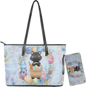 Saddle Purses for Women Easter Day Shoulder Bags Zipper Wallet 2 Pcs