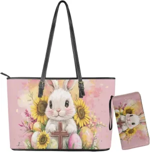 Saddle Purses for Women Easter Day Shoulder Bags Zipper Wallet 2 Pcs