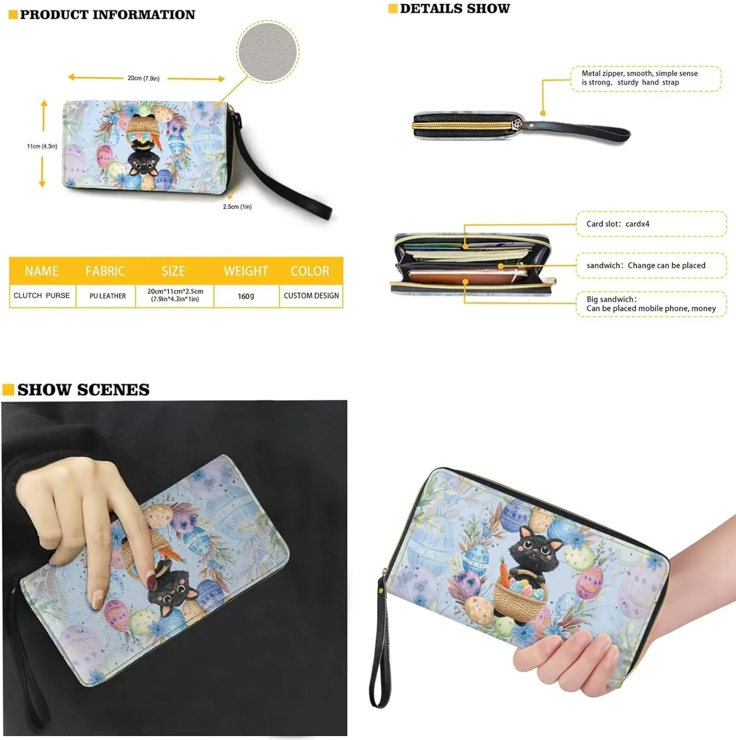 Saddle Purses for Women Easter Day Shoulder Bags Zipper Wallet 2 Pcs