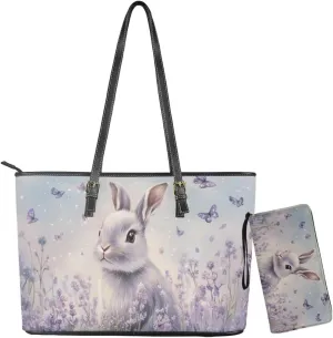 Saddle Purses for Women Easter Day Shoulder Bags Zipper Wallet 2 Pcs