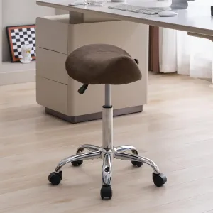 Saddle Stool, Swivel Saddle Stool with Wheels, Adjustable Rolling Stool 18"-26", Faux Leather Rolling Stool for Salon, Massage, Clinic, Lab, Office (Tan, 1PCS (18"-26"))