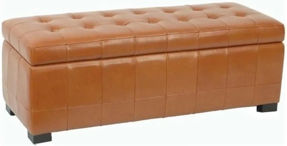 Safavieh Hudson Collection Nolita Leather Large Storage Bench, Saddle