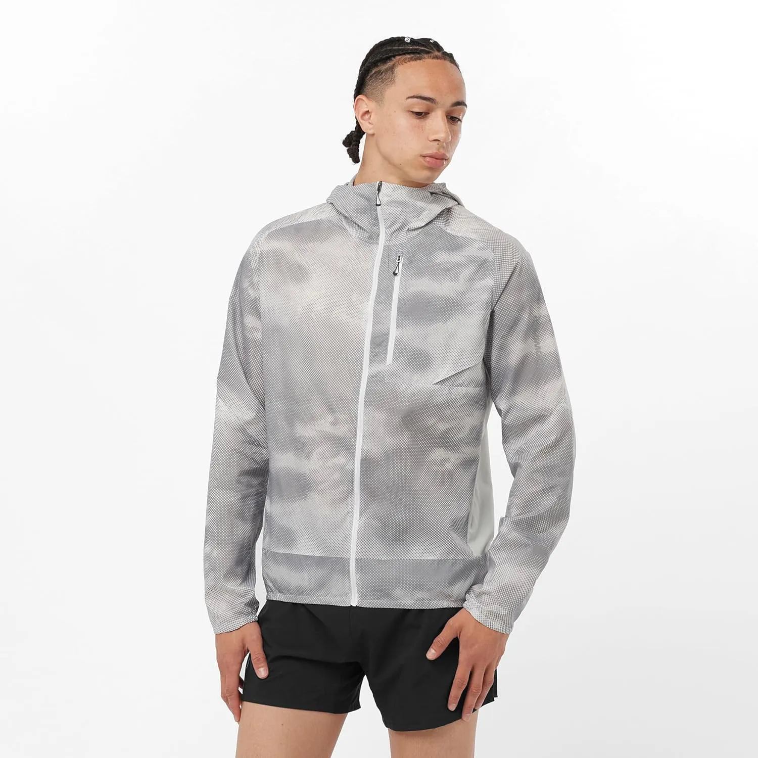 Salomon Men’s Bonatti Cross Wind, Reflective Windproof Hooded Zip-Up Jacket