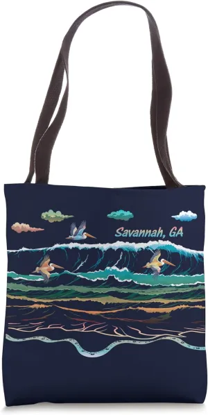 Savannah Georgia Colorful Tie-Dye Pelican Beach Tote Bag