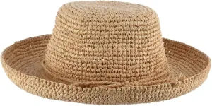 Scala Women's Crocheted Raffia Hat with Drawstring