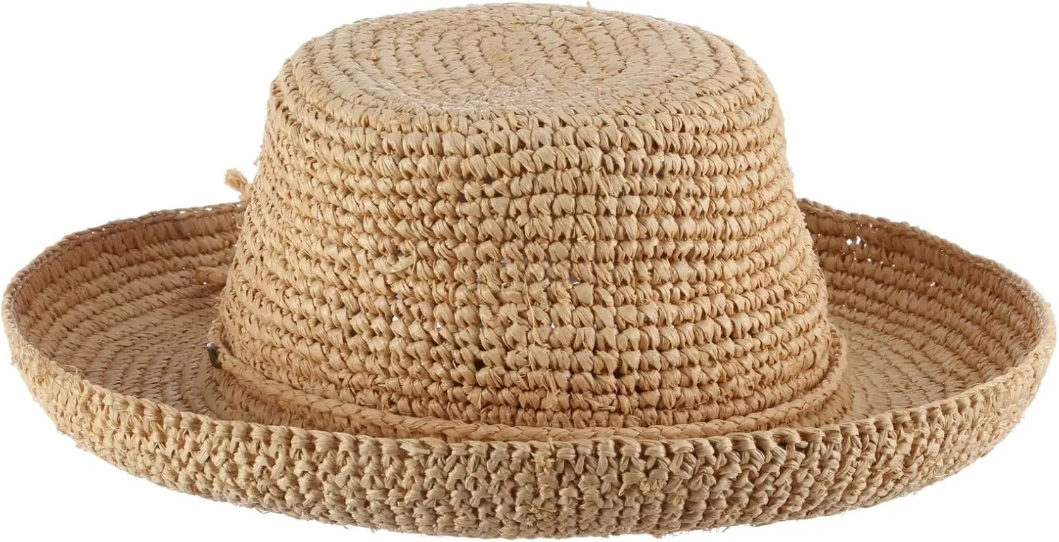 Scala Women's Crocheted Raffia Hat with Drawstring
