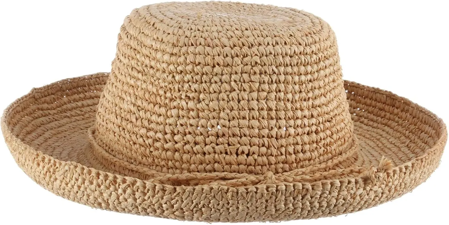 Scala Women's Crocheted Raffia Hat with Drawstring