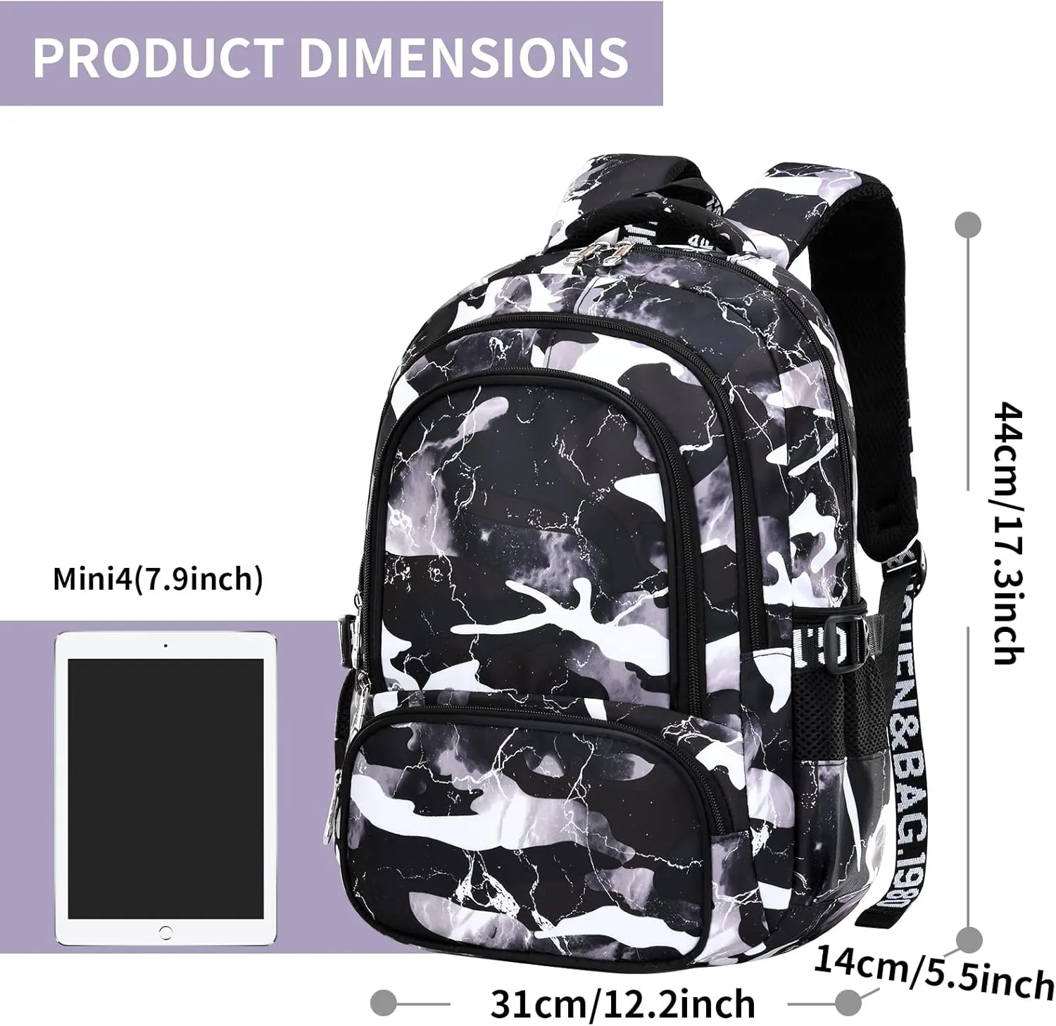 School Backpack Casual Daypack Travel Outdoor Camouflage Backpack Christmas Presents for Boys and Girls (AY Camo Black)