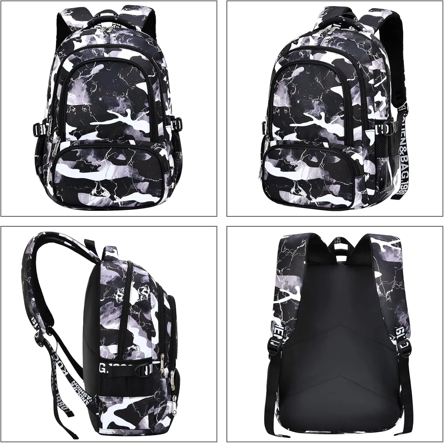 School Backpack Casual Daypack Travel Outdoor Camouflage Backpack Christmas Presents for Boys and Girls (AY Camo Black)