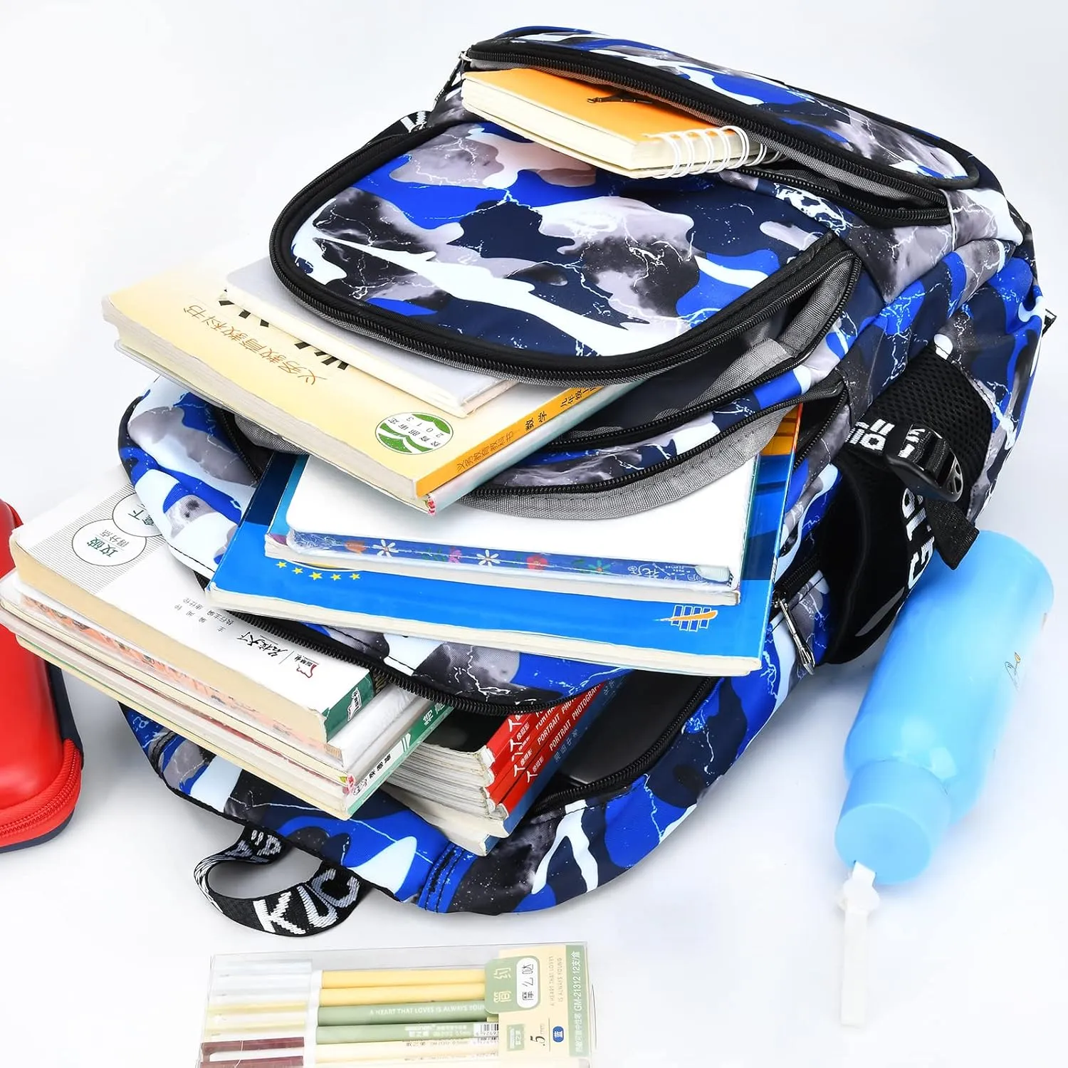 School Backpack Casual Daypack Travel Outdoor Camouflage Backpack Christmas Presents for Boys and Girls (AY Camo Blue)