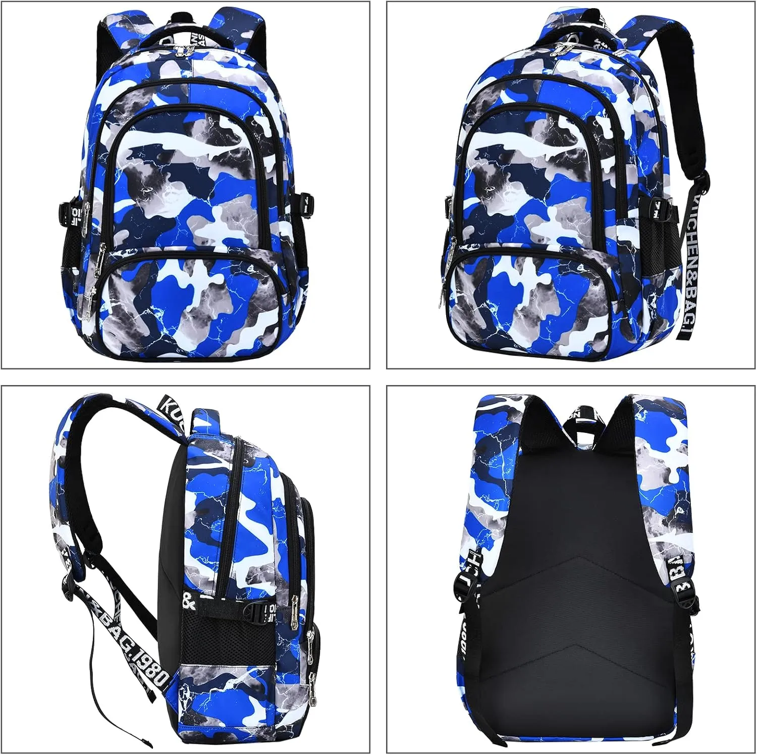School Backpack Casual Daypack Travel Outdoor Camouflage Backpack Christmas Presents for Boys and Girls (AY Camo Blue)