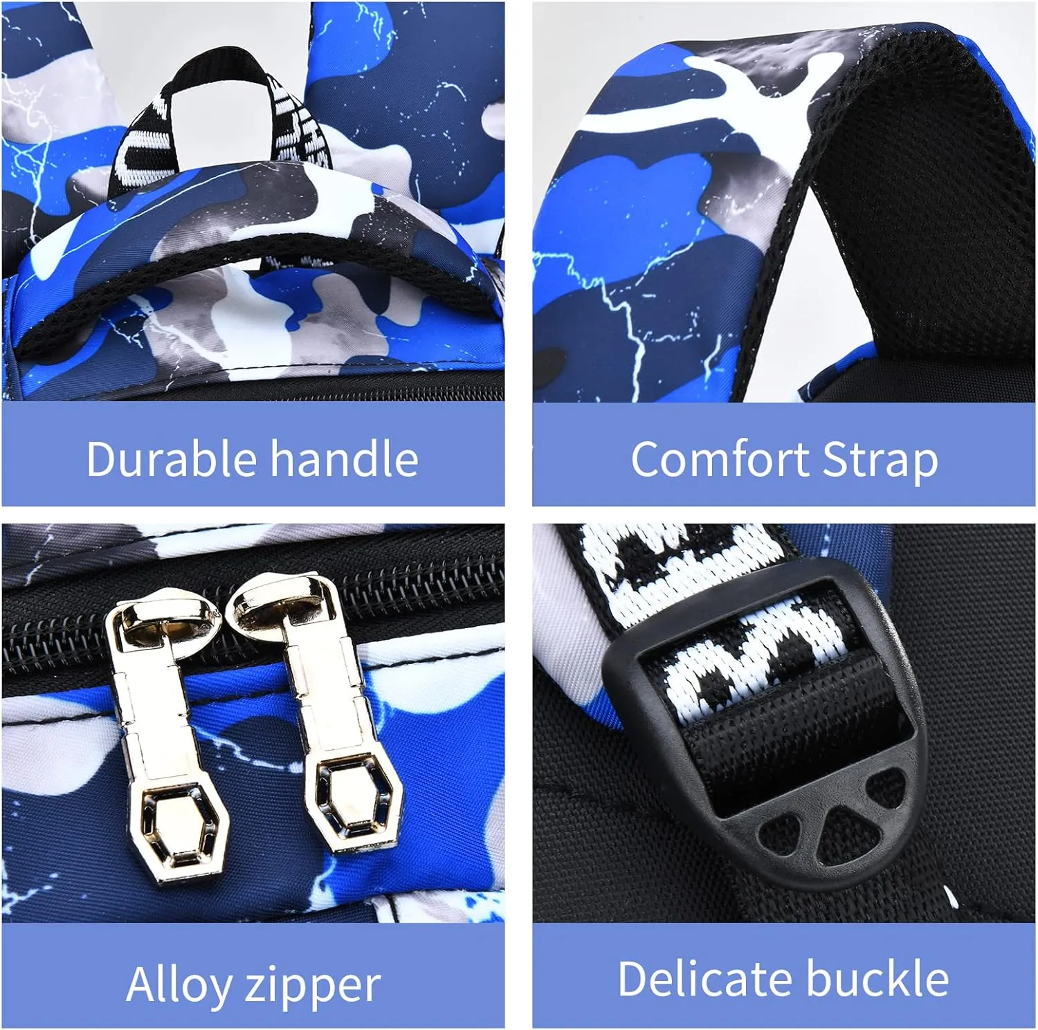 School Backpack Casual Daypack Travel Outdoor Camouflage Backpack Christmas Presents for Boys and Girls (AY Camo Blue)