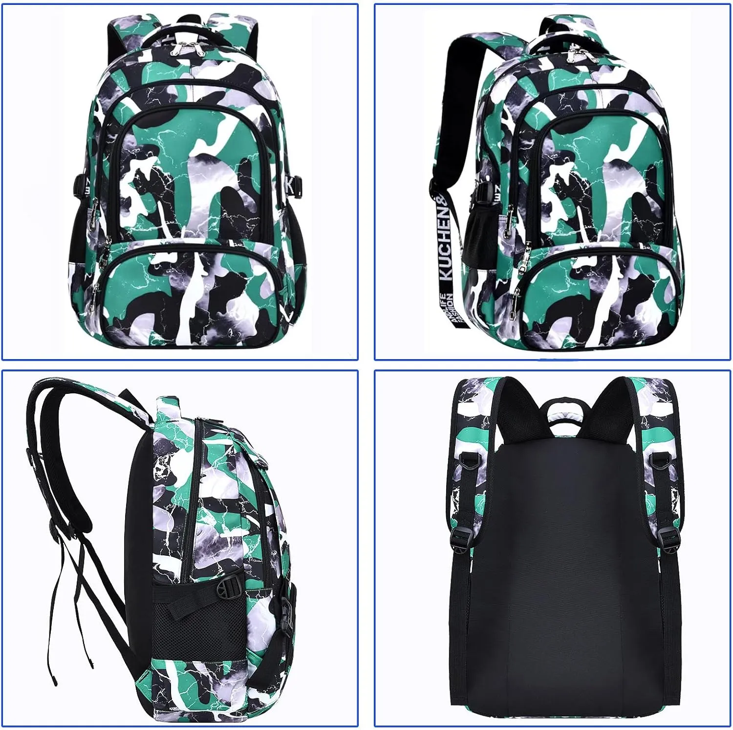 School Backpack Casual Daypack Travel Outdoor Camouflage Backpack Christmas Presents for Boys and Girls (AY Camo Green)