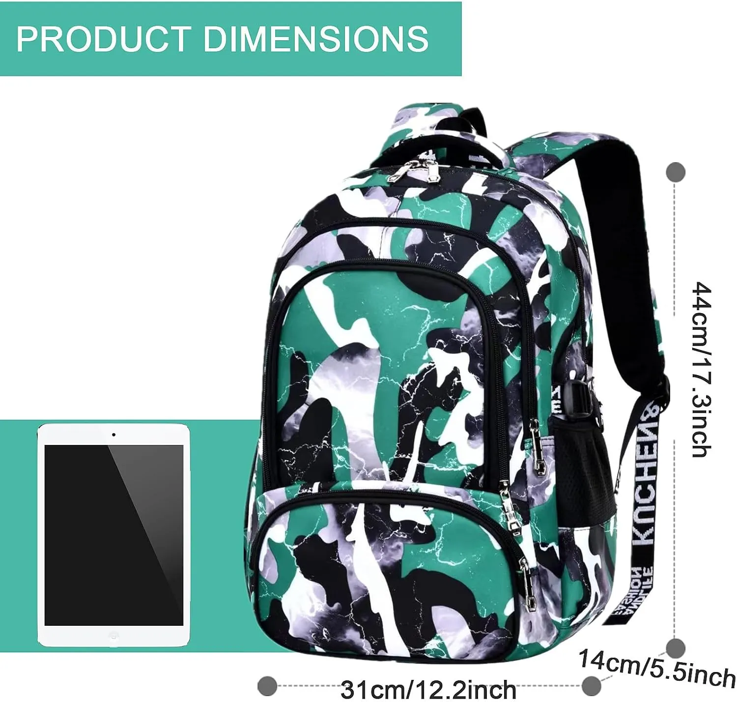 School Backpack Casual Daypack Travel Outdoor Camouflage Backpack Christmas Presents for Boys and Girls (AY Camo Green)