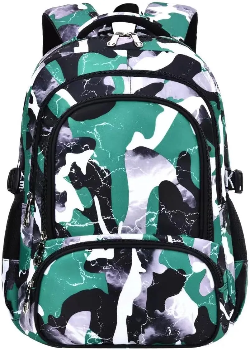 School Backpack Casual Daypack Travel Outdoor Camouflage Backpack Christmas Presents for Boys and Girls (AY Camo Green)