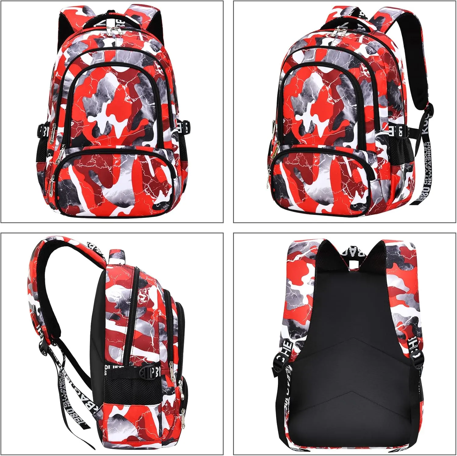 School Backpack Casual Daypack Travel Outdoor Camouflage Backpack Christmas Presents for Boys and Girls (AY Camo Red)