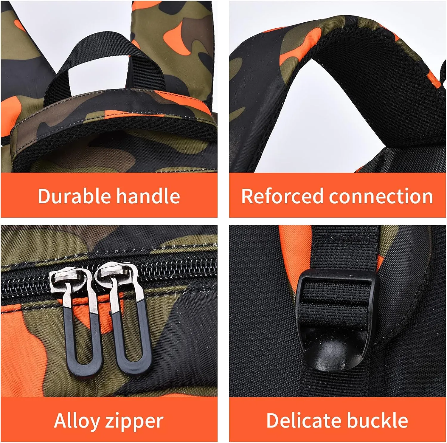 School Backpack Casual Daypack Travel Outdoor Camouflage Backpack Christmas Presents for Boys and Girls (CY Camo Orange)