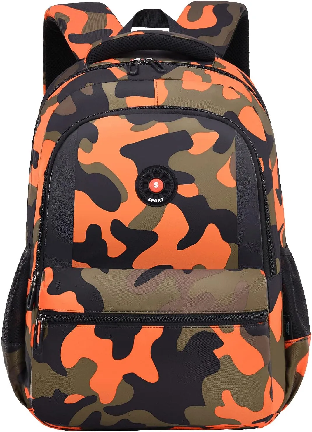 School Backpack Casual Daypack Travel Outdoor Camouflage Backpack Christmas Presents for Boys and Girls (CY Camo Orange)