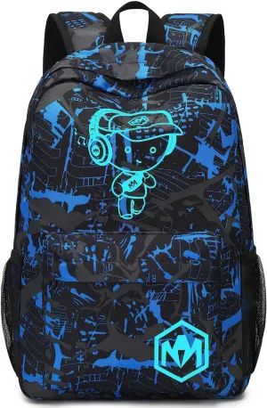 School Backpack for Teen Boys Bookbags Elementary High School Kids Travel Daypacks (Blue)