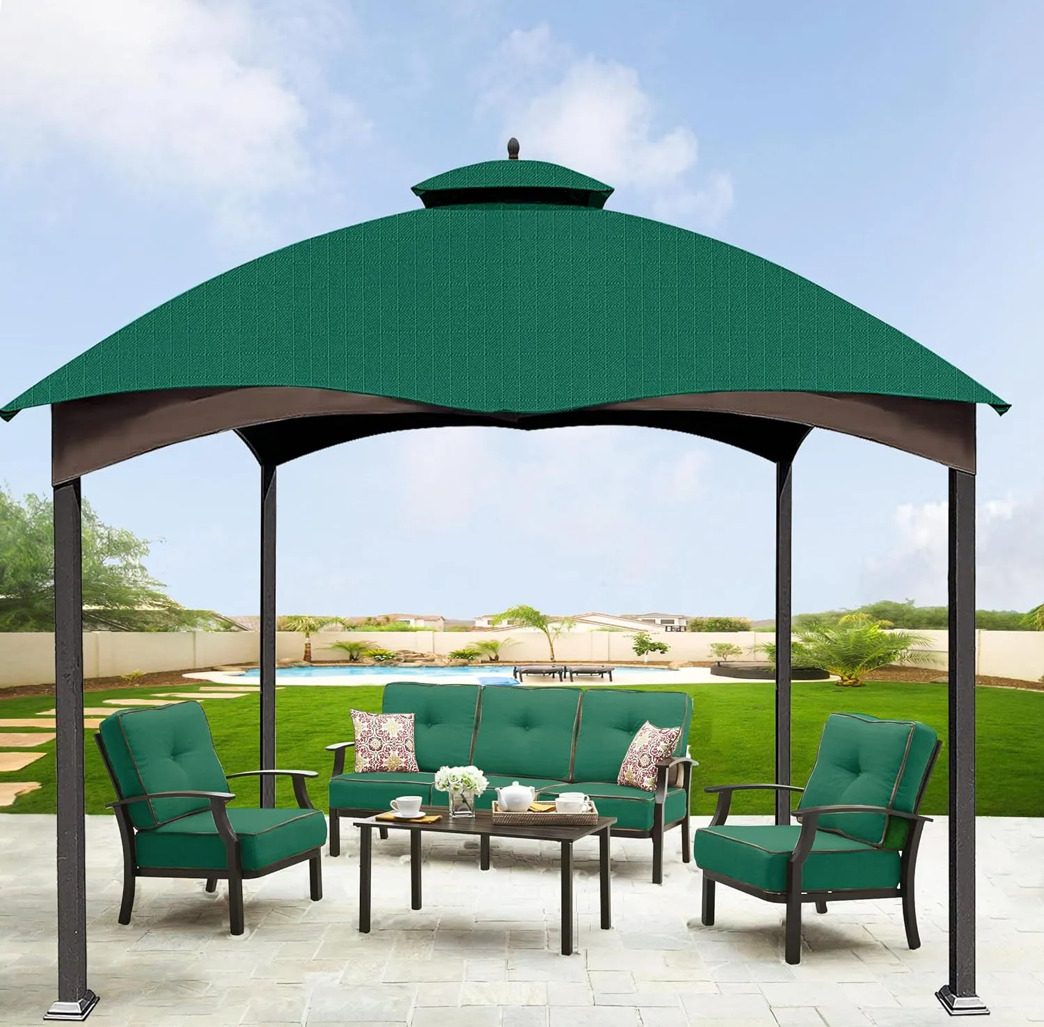 SCOCANOPY Forest Green Ripstop Replacement Top for Lowe's Allen Roth 10X12 Gazebo Model #GF-12S004B-1/ GF-12S004BTO