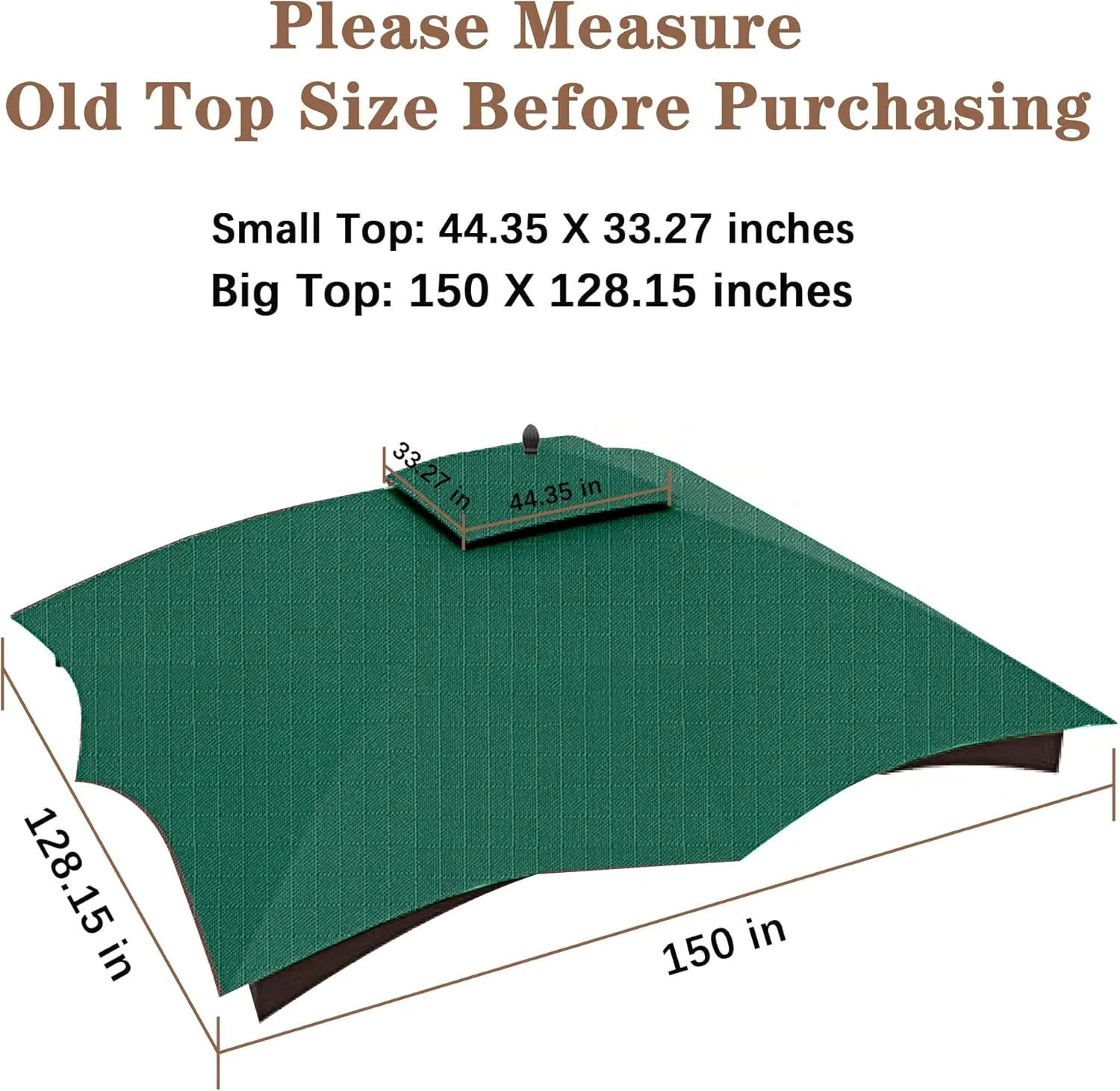 SCOCANOPY Forest Green Ripstop Replacement Top for Lowe's Allen Roth 10X12 Gazebo Model #GF-12S004B-1/ GF-12S004BTO