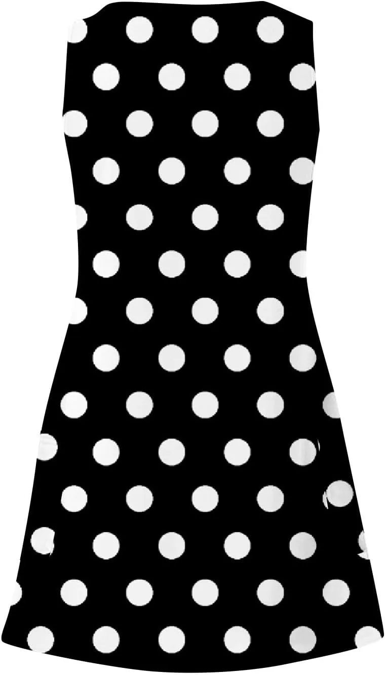 Scoop Neck Sleeveless Dresses for Women Summer with Pockets Spring Fashion Graphic Classic School Comfort Sundress
