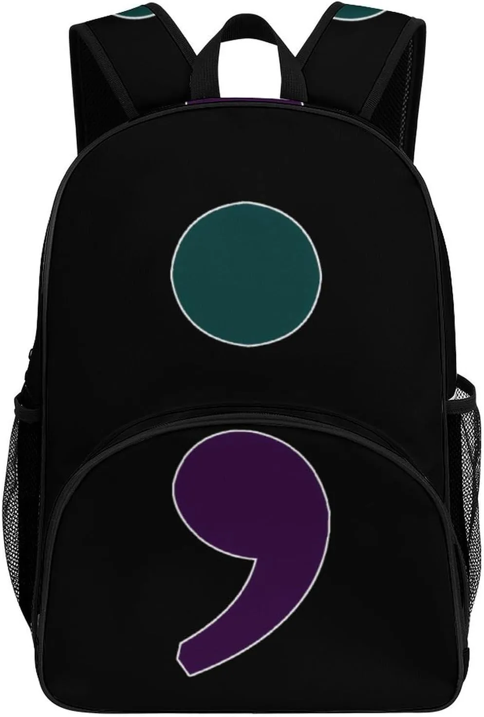 Semicolon Suicide Prevention Backpack Print Laptop Bag Shoulder Bags Travel Casual Daypacks For Women Men