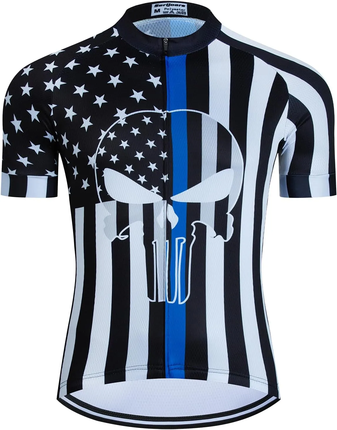 Serijoars Racing Cycling Jersey Men, Men's Bike Tops Polyester, Reflective, 3-Pockets