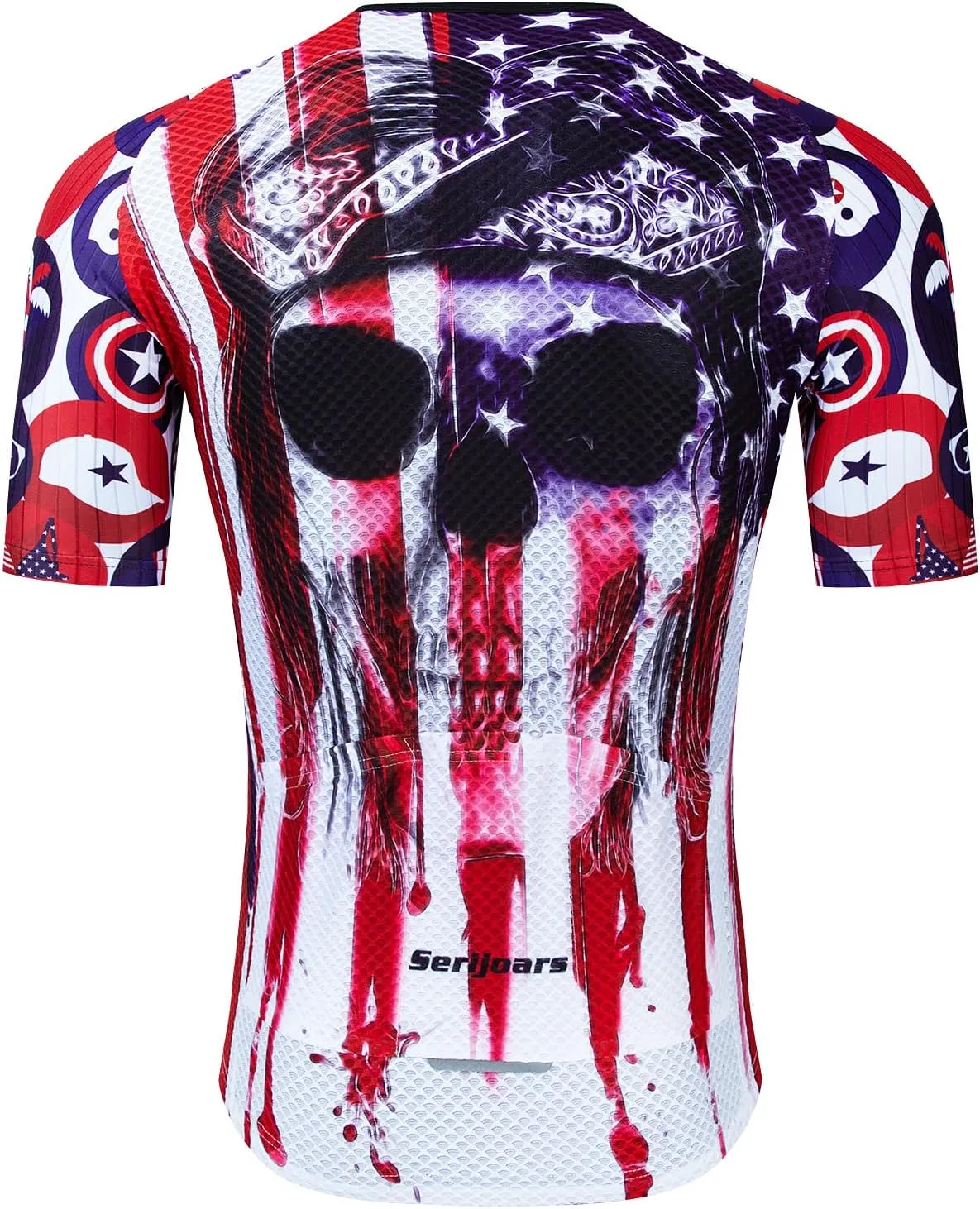 Serijoars Racing Cycling Jersey Men, Men's Bike Tops Polyester, Reflective, 3-Pockets