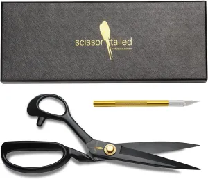 Sewing Scissors 9 inch   Free Hobby Knife – Industrial Scissors Heavy Duty Stronger Than Stainless Steel; Professional For Fabric Leather, Dressmaking, Tailoring, Quilting, Home & Office, Art & School
