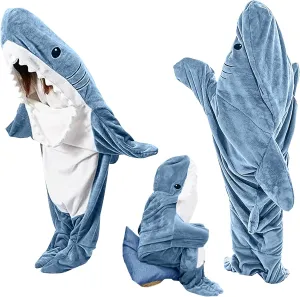 Shark Blanket Hoodie Onesie for Adults and Kids, Cozy Flannel Shark Sleeping Bag