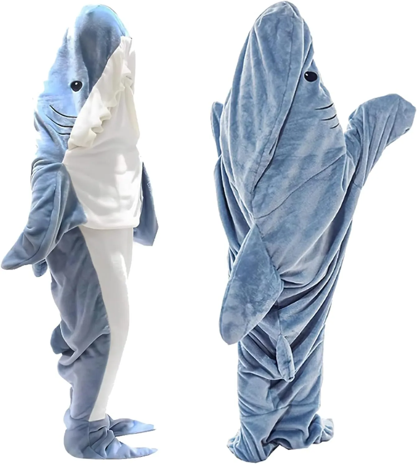 Shark Blanket Onesie Adult Wearable Super Soft Cozy Flannel Hoodie Pajamas Sleeping Bag for Boys Kids Creative Gifts(M)