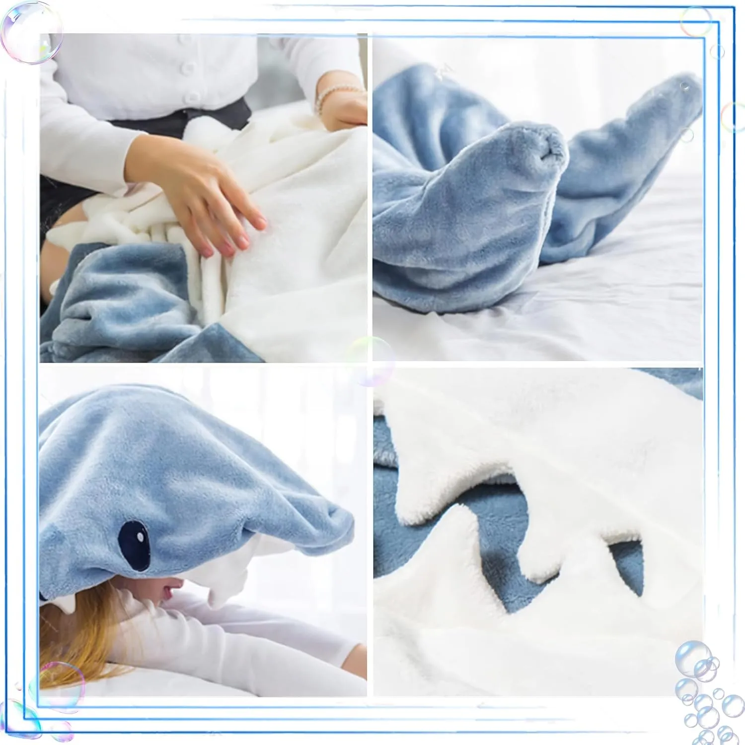 Shark Blanket Onesie Adult Wearable Super Soft Cozy Flannel Hoodie Pajamas Sleeping Bag for Boys Kids Creative Gifts(M)
