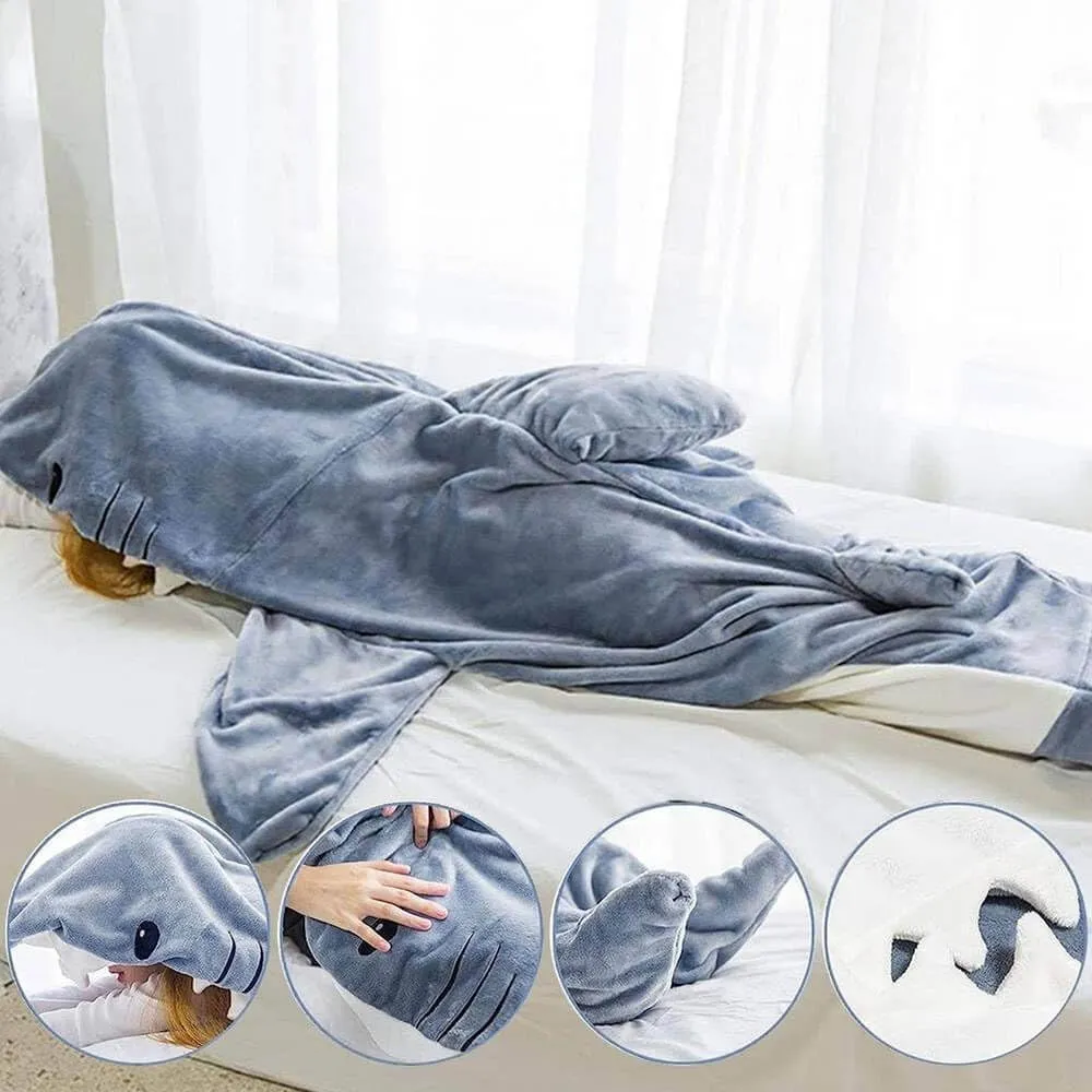 Shark Onesie, Shark Blanket Hoodie Onesie Adult, Shark Sleeping Bag for Adult (L)