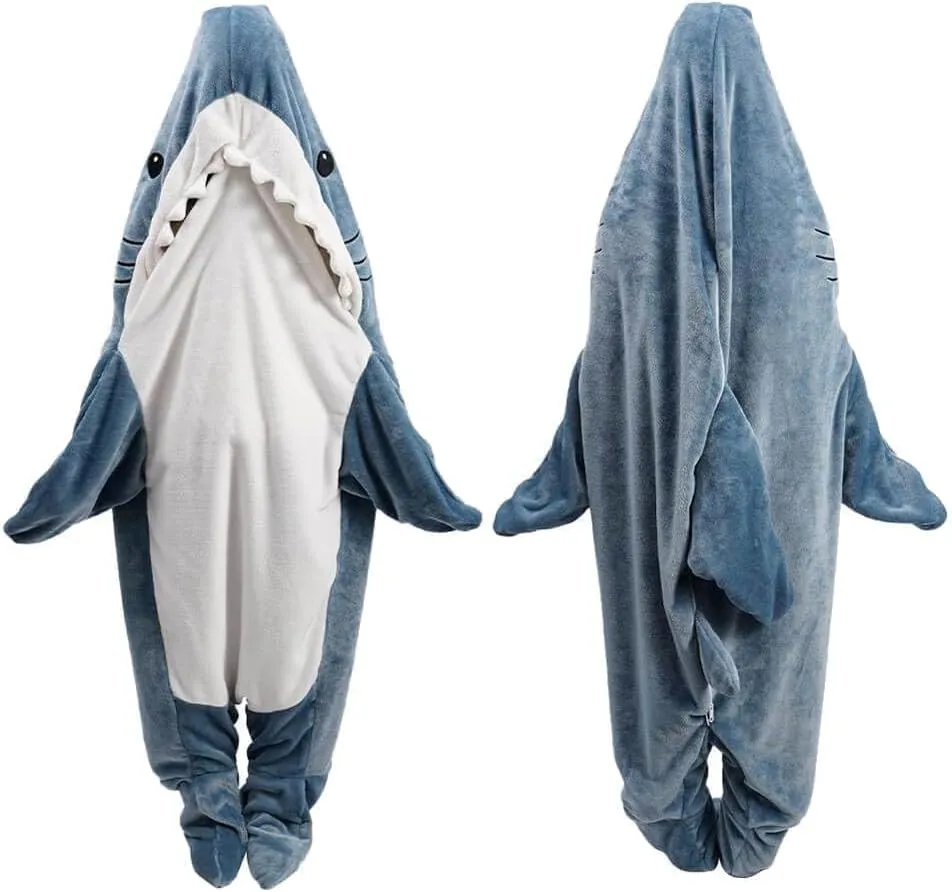 Shark Onesie, Shark Blanket Hoodie Onesie Adult, Shark Sleeping Bag for Adult (L)